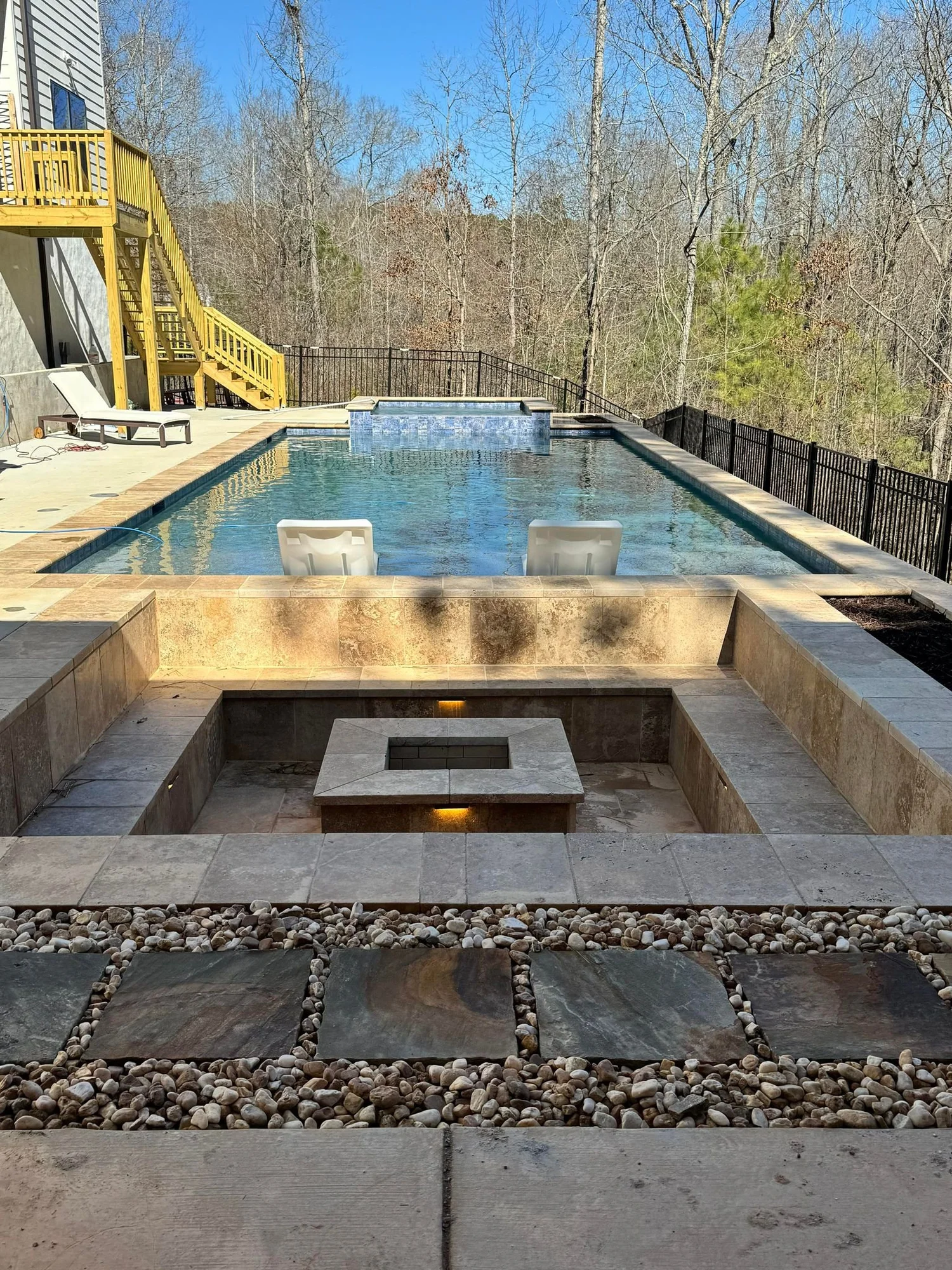 Beautiful custom pool at sunset